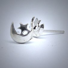OS083 Ohrstecker aus Silber Mond u. Stern