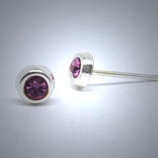 OS119 Ohrstecker aus Silber Stein rosa gr.