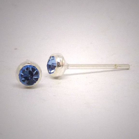 OS215 Ohrstecker aus Silber - Stein dunkel blau