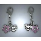 CC006 Charms, Anhänger Best friends Herz mit Blume rosa geteilt
