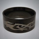 STR040 Ringe aus Edelstahl Schwarz Tribal