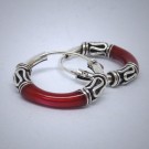CR003 Creolen aus Silber (Bali) rot