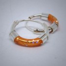 CR006 Creolen aus Silber mit orange mit Glitzer