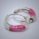 CR007 Creolen aus Silber rosa mit Glitzer