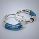 Creolen aus Silber hell blau mit Glitzer