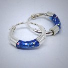 CR009 Creolen aus Silber blau mit Glitzer