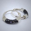 CR010 Creolen aus Silber schwarz mit Glitzer