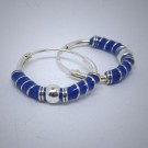 CR028 Creolen aus Silber blau mit Kugel u. Spirale gr.