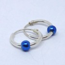 CR066 Silber Creolen mit Kugel blau 10mm