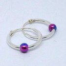 CR079 Silber Creolen mit Kugel Rainbow pink 14mm