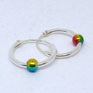 CR080 Silber Creolen mit Kugel Rainbow pink 14mm