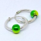 CR081 Silber Creolen mit Kugel Rainbow grün 16mm