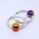 CR082 Silber Creolen mit Kugel Rainbow orangei 16mm