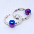 CR083 Silber Creolen mit Kugel Rainbow pink 16mm