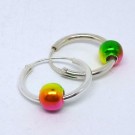 CR084 Silber Creolen mit Kugel Rainbow gelb 16mm