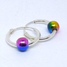 CR085 Silber Creolen mit Kugel Rainbow multi 16mm