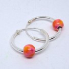 CR092 Silber Creolen mit Kugel Mamor orange 16mm