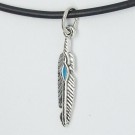 KC036 - Modeschmuck Ketten Feder türkis kl.