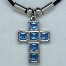 MK012 Ketten Kreuz 6 Steine blau