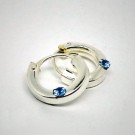 CR059 Creolen eckig aus Silber mit Stein hellblau 10mm