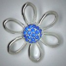 CH088  Schmuck Druckknöpfe Blume gr. blau