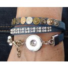 CHA009d - Wickelarmbänder für Schmuck Druckknöpfe glitzer , blau
