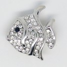 CH264 - Schmuck Druckknöpfe, Fisch Steine weiss 