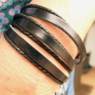 AB112 - Leder Armbänder schwarz 7 reihig 