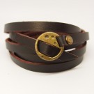 AB106 - Wickelarmband aus Leder dunkelbraun mit Schnalle