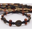 AB045 - Armbänder Makramee Chinesische Münzen m. Holzperlen