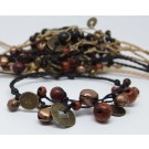 AB046 - Armbänder Makramee Chinesische Münzen m.Glöckchen