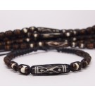 AB078 - Armbänder Makramee 1 Knochenperle dunkel schmal