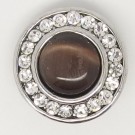  CH007 - Schmuck Druckknöpfe Stein Cateye braun m. Glitzerrand
