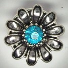 CH049 - Schmuck Druckknöpfe Blüte plastisch mit türkisen Stein