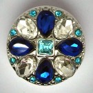 CH121a - Schmuck Druckknöpfe Blüte gr. Steine blau ,weiss, türkis