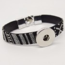 CHA012 - Armbänder für Schmuckdruckknöpfe ethno schwarz/weiss
