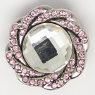 CH111a- Schmuck Druckknöpfe rosa Blüte glizernder Rand
