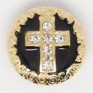 CH096a - Schmuck Druckknöpfe Kreuz gold schwarz