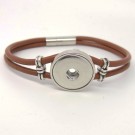 CHA006a - Echt Leder Armbänder für 1 Schmuck Druckknopf braun 