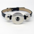 CHA020a - Kunstleder Armbänder für 1 Schmuck schwarz schmal