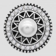 CH027 - Schmuck Druckknöpfe Perle mit kl. Perlen in weiss