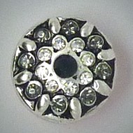  CHM014a - MINI Schmuckdruckknöpfe Blüte schwarz ,weiss und graue Steine