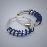 CR014 Creolen aus Silber Spirale blau 