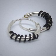 CR015 Creolen aus Silber Spirale schwarz