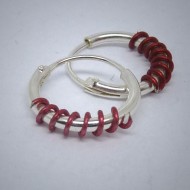 CR016 Creolen aus Silber Spirale rot