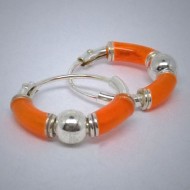 CR018 Creolen aus Silber orange u. Kugel