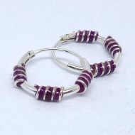 CR024 Creolen aus Silber 3 Spiralen in lila