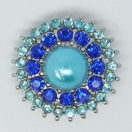 CH004 - Schmuck Druckknöpfe Perle türkis mit Steinen