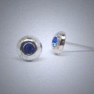 OS127 Ohrstecker aus Silber Stein dunkelblau gr.