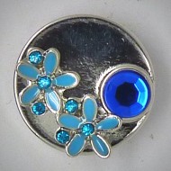 CH080 - Schmuck Druckknöpfe aufgesetzte Blüten blau